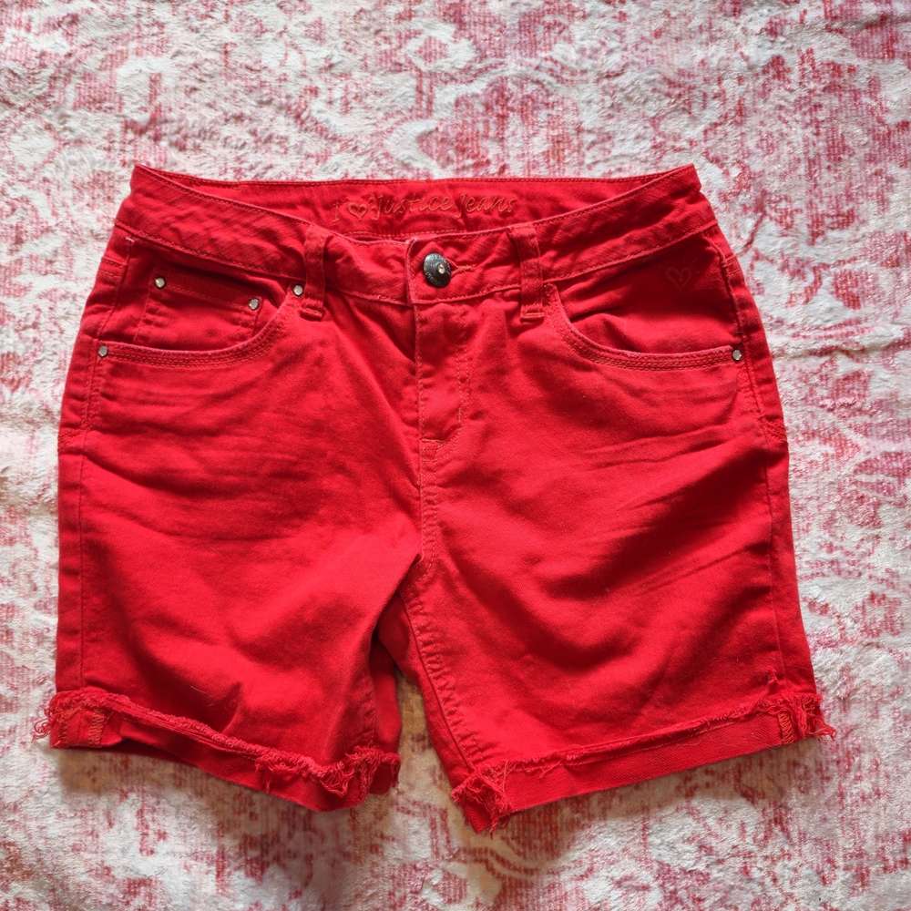 Justice Vibrant Red Denim Shorts